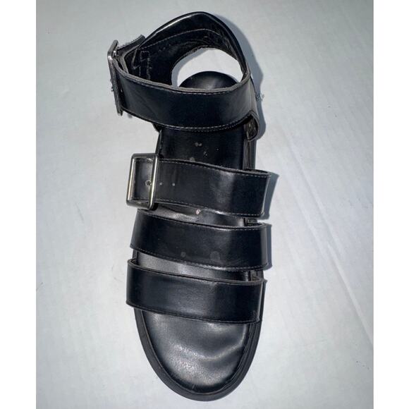90s No Boundaries Chunky Black Sandals Womens 8 Gryphon Fisherman Lug Grunge - Picture 3 of 9